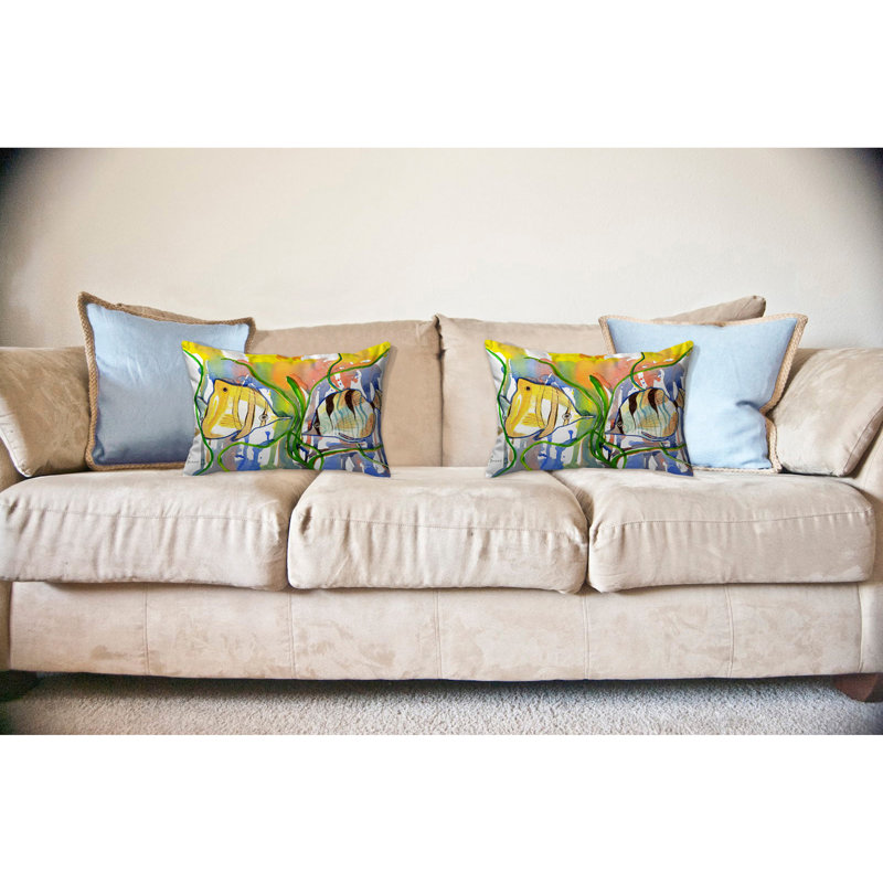 Angel Fish Outdoor Reversible Throw Pillow