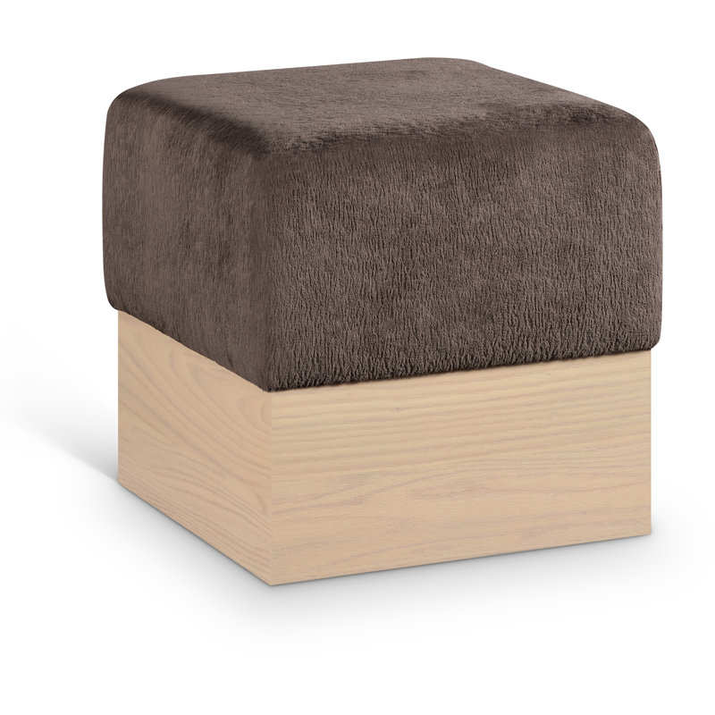Repose-pieds / tabouret Madelen, Velours brun, Naturel