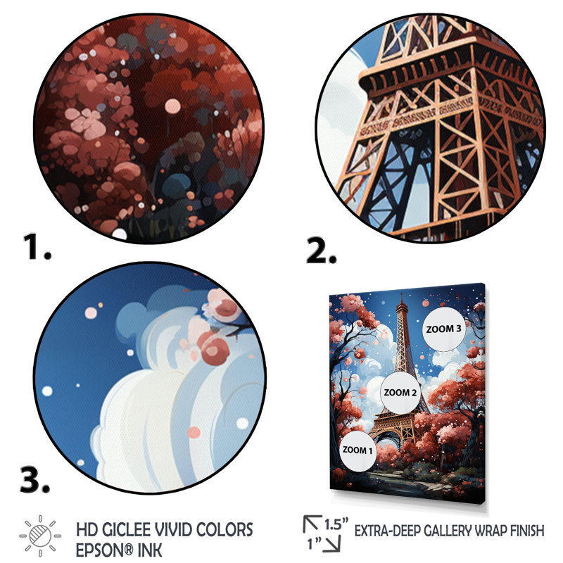 Paris in Spring Bloom I, reproduction d'art sur toile, H 20 po x l 12 po, Cadre naturel flottant