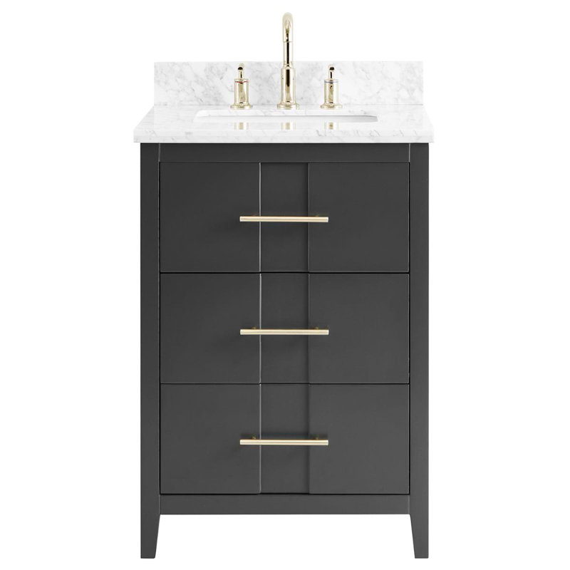 Iconic 24" Freestanding Standard Single Bathroom Vanity with Top, Black, Gold