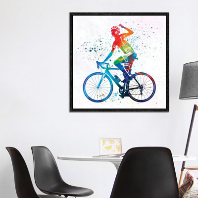 Woman Triathlon Cycling 03 by Paul Rommer - Floater Frame Gallery-Wrapped Canvas Giclée on Canvas