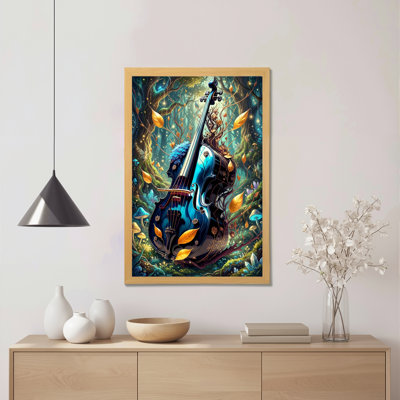 Fantasy Violin Forest Canvas Wrapped Wall Art Oil Painting Print Set Of 1