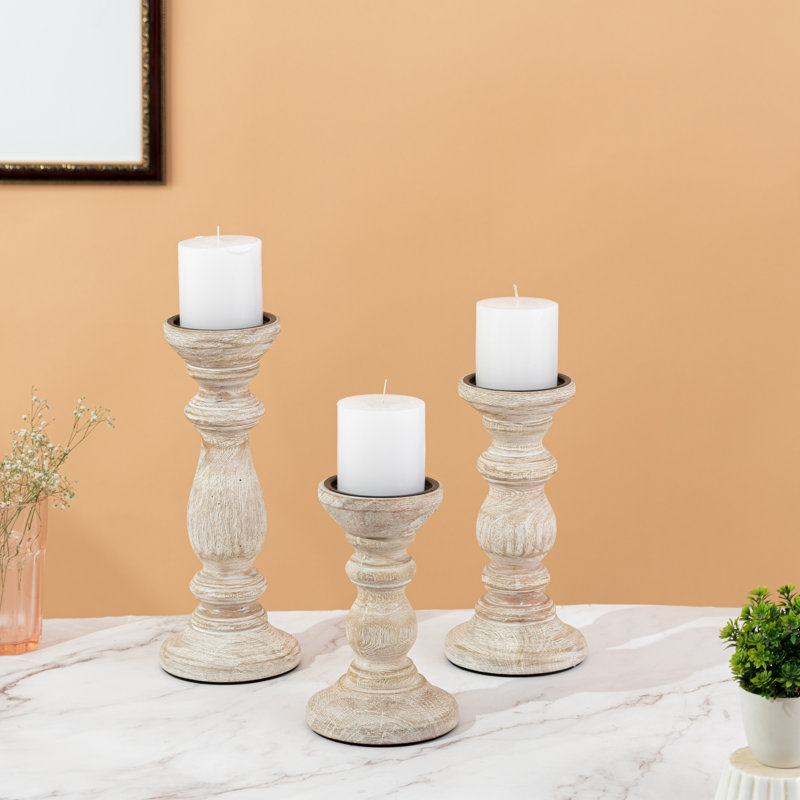 JFY Designs Solid Wood Candle Holder - Home Décor Centrepiece & Table Decorations, Rustic Candlestick Holders, Mantel Decor, Candle Stand for Pillar Candles