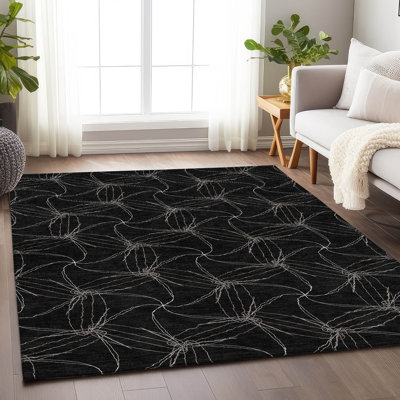 Premium Machine Washable Prisco Black Rug