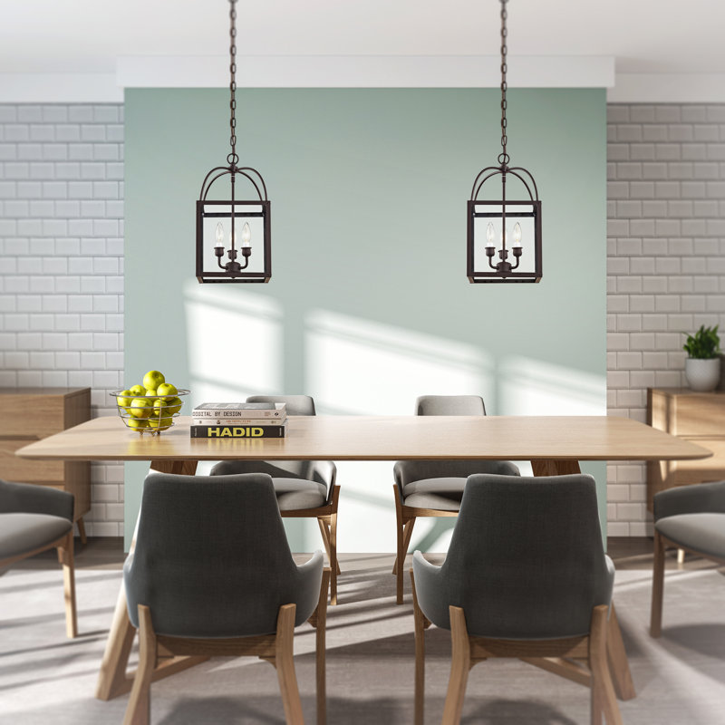 Luminaire suspendu carré à 3 lumières Amores, Bronze