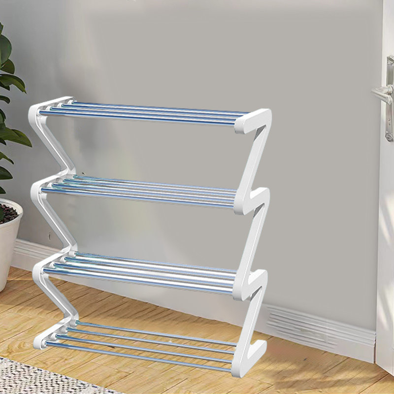 Ingenious Z Type Shoe Rack Easy Household Shoe Storage Rack Dormitory Multi Layer Assembly Shoe Rack, White