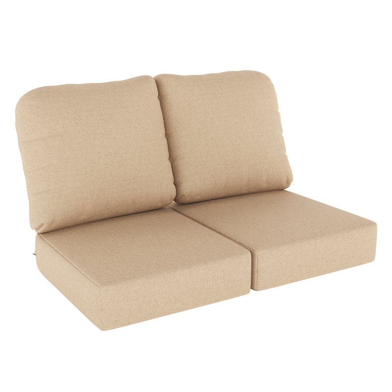 Amala Sunbrella® Indoor/Outdoor Loveseat Cushion, Antique Beige Sunbrella® Canvas