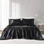 Drap de luxe divisé 7 pièces en satin 100% satin noir, texture douce et lisse, 1 plat, 2 ajustés, 4 taies d'oreiller froissées, doux,