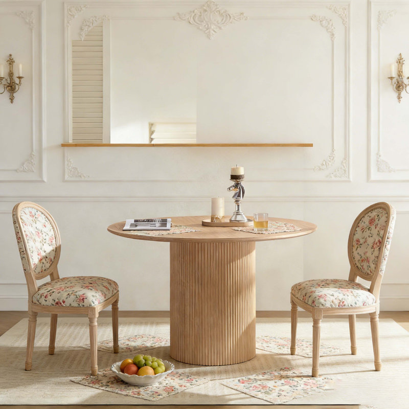 47,24 inch MDF Dining Table for Dining Room  Round Dinner Tables Mid-Century Modern Table OAK