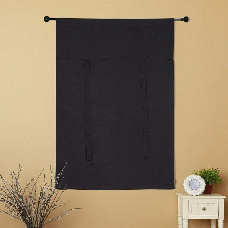 Kitchen Tie Up Curtain Thermal Insulated Tie Up Window Blind for Small Window Rod Pocket Panel, Jet Black