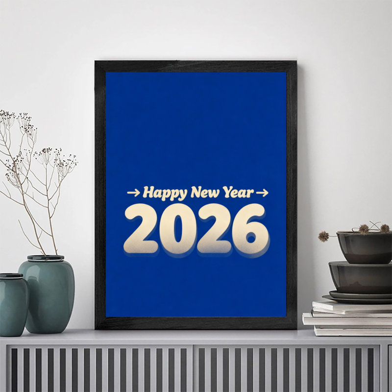 Art encadré noir, bonne année, bonjour 2026, impressions murales de style rétro, H 11 po x l 9 po