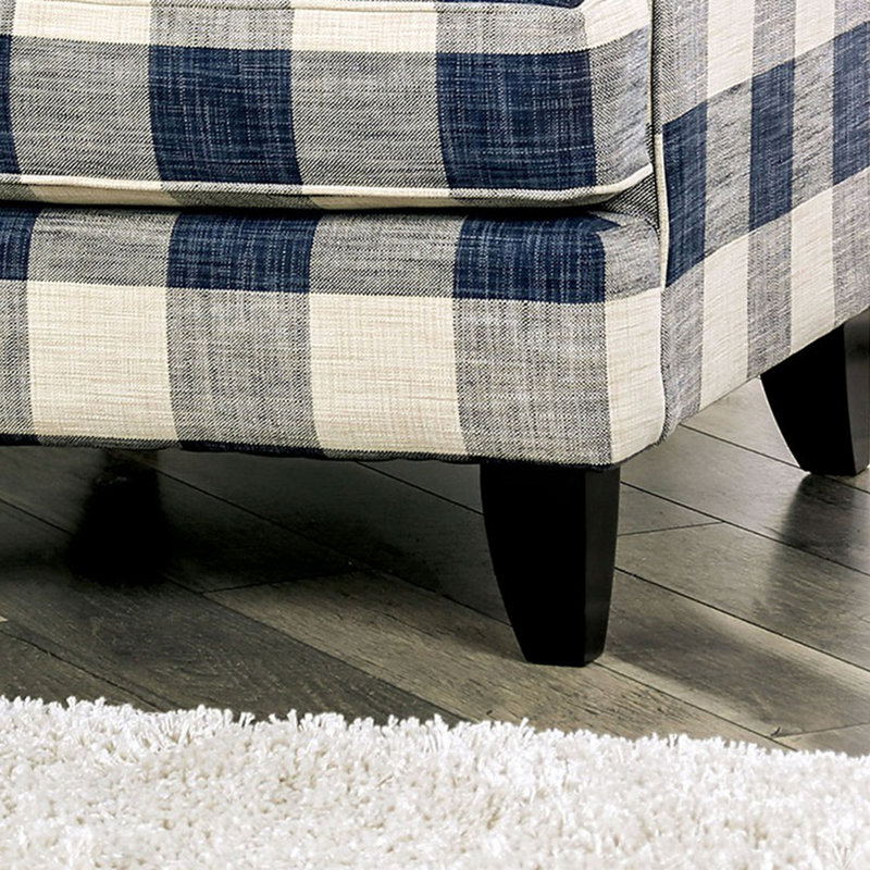 Chaise à carreaux à accoudoirs roulés de style transitionnel 1pc, Ivoire ivoire