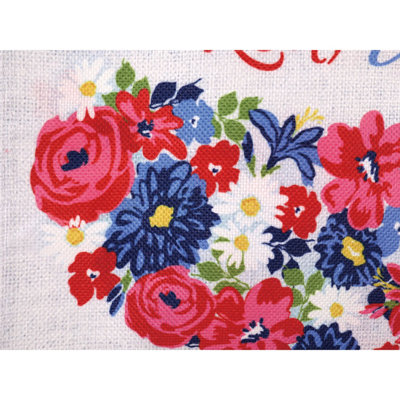(Rudi) Rouge, blanc, fleur, toile de jute