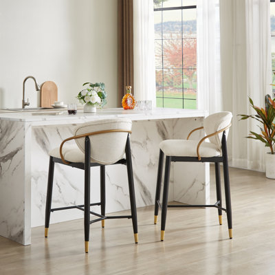 Mid-Century Modern Metal Counter Stools with Sculpted Back