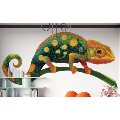 Autocollant mural caméléon, autocollant mural de lézard coloré, art mural reptile, décor de chambre d'enfant de jungle tropicale, décalcomanie murale pour chambre d'enfants 454GM