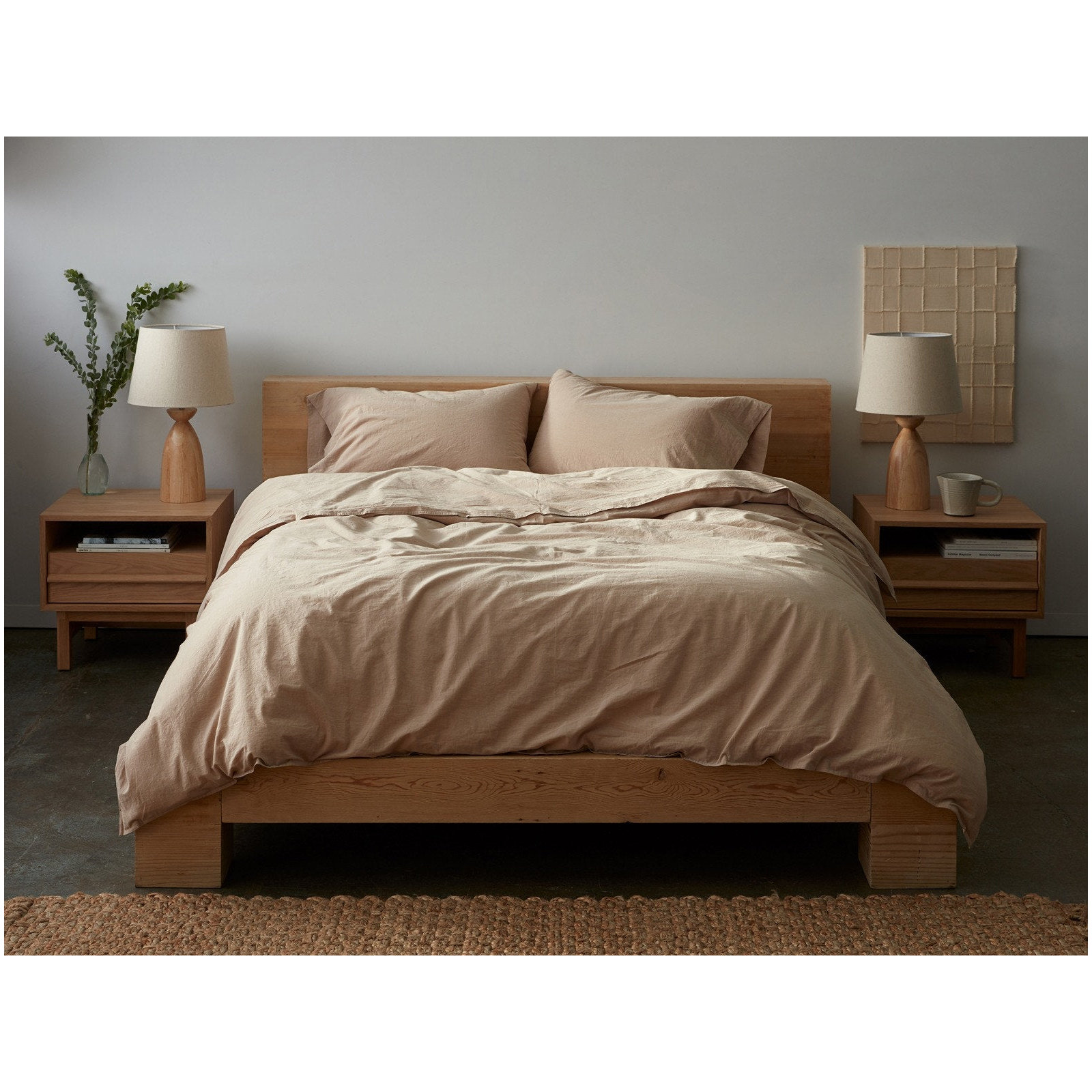 Organic Crinkled Percale 100% Cotton Percale Sheet Set, Queen Sheet Set with 2 Pillowcases, Hazel Chambray