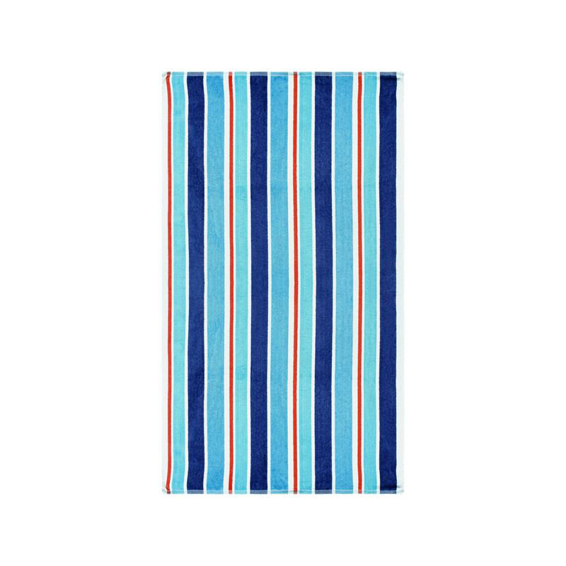 Serviette de plage surdimensionnée 100% coton Makenna, Bleu / rouge