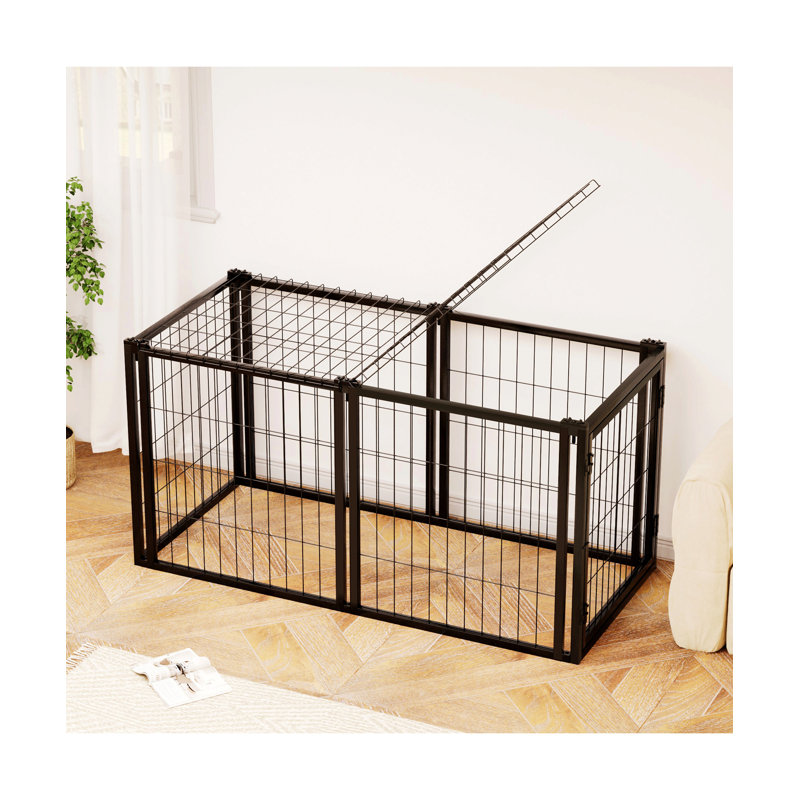 Cage pour chien chenil pour petits chiens de taille moyenne, parc pour chiots avec dessus, cage pour animaux, intérieur, noir.