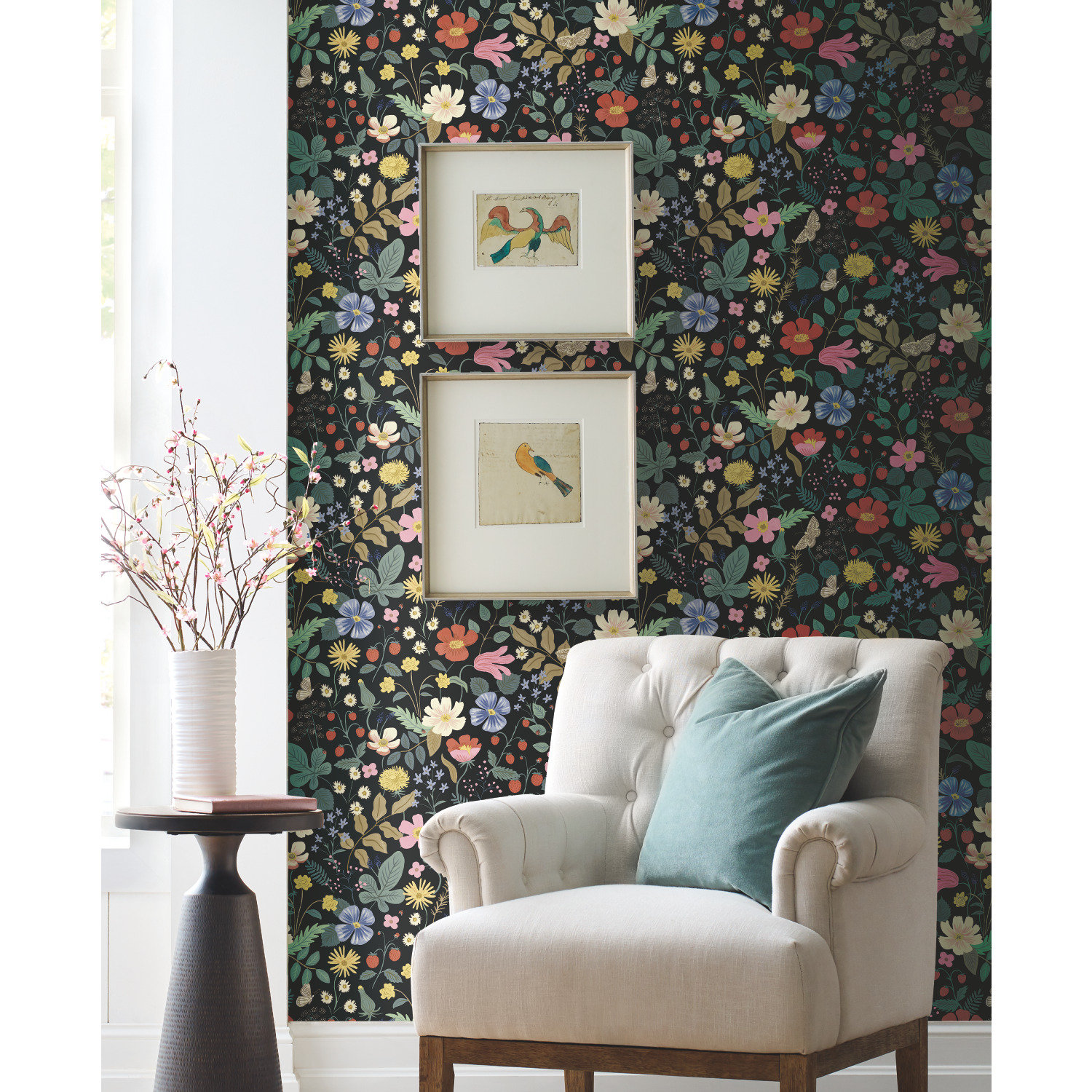 Rifle Paper Co. Strawberry Fields Wallpaper Roll, Black