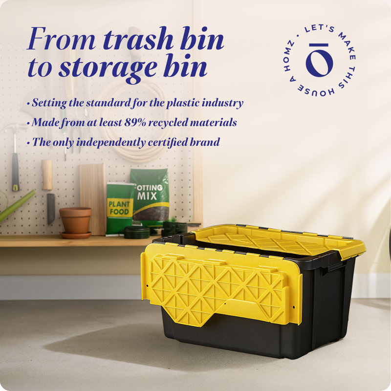  Durabilt 15 Gallon Stackable Home Storage Container Lidded Tote Bin, 6 Pack, 12.25" H x 17.5" W x 26" D