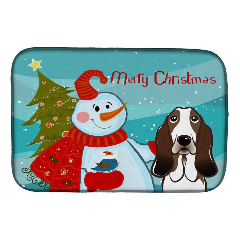Tapis de séchage bonhomme de neige avec hound basset