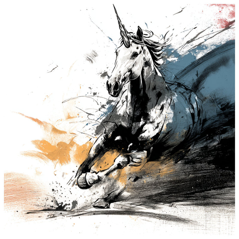 Édredon Dynamic Unicorn Illustration, Simple extra long