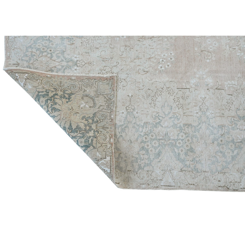 High-Quality Hand-Knotted Rose And Light Blue Area Rug