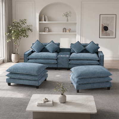 Chenille Upholstered Modular Couch With Versatile Seating, Large Storage, And Convenient USB Ports
