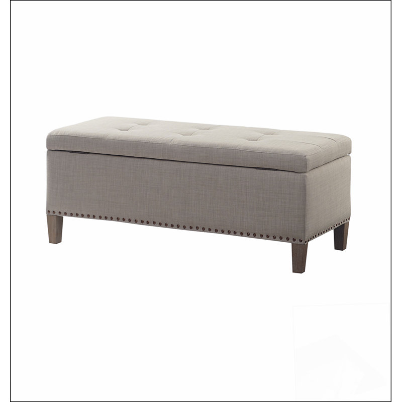 Tufted Top Soft Close Storage Bench Simple design, comfortable and durable, multi-functional bench, Light Gray
