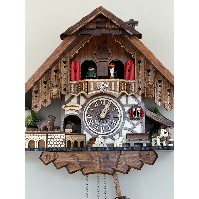  Horloge coucou à quartz allemand avec train tournant