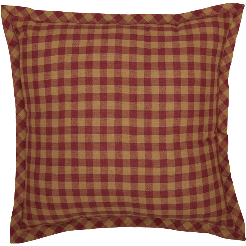 Tan and Burgundy Embroidered Square Thanksgiving Pillow, 12x12