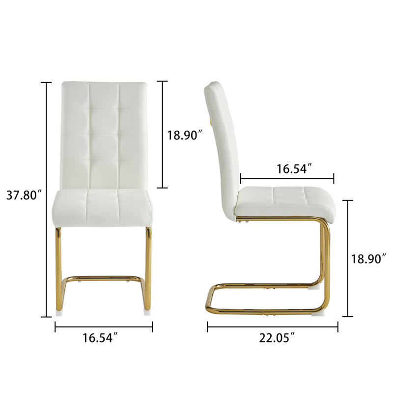 5-Piece Glass Top Dining Table Sets, White, White/Gold, White/Silver