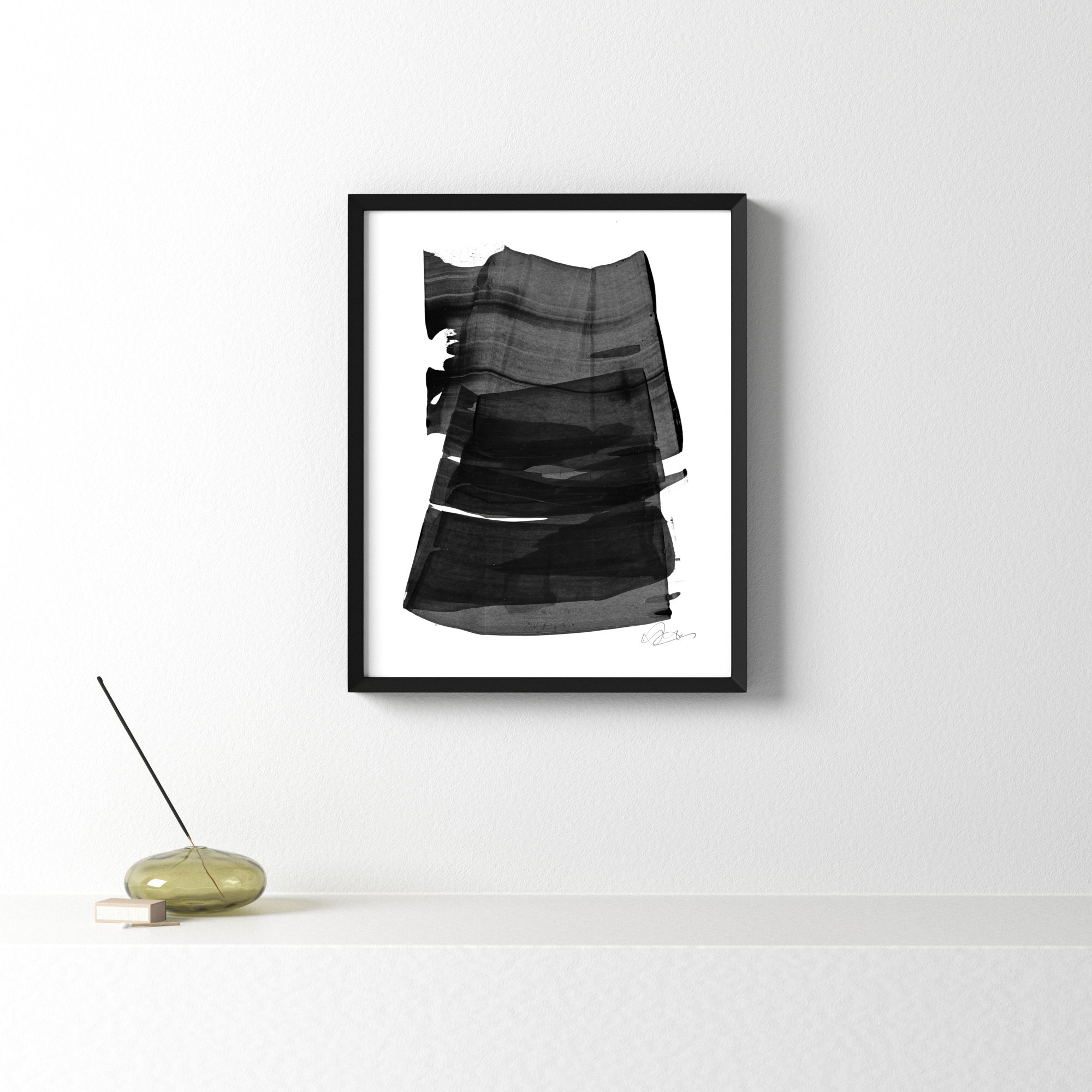 Brushstroke 2 by Jacques Pilon, 20" H x 16" W x 1.25" D, Black