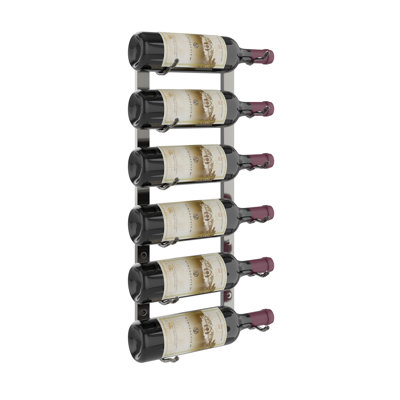 Support à vin mural en métal noir mat de 6 bouteilles Indurial - 24 po de hauteur