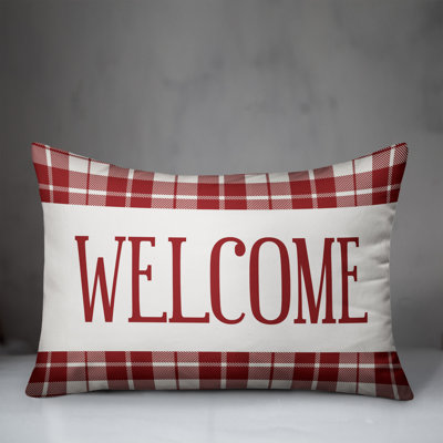  Plaid Welcome Indoor/Outdoor Lumbar Pillow