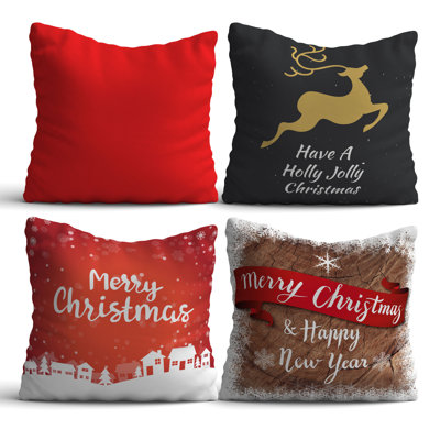Premium Cushion Set (4 Pieces), 17.0 x 17.0 Inches, 50% Cotton / 50% Polyester | Machine Washable, Digital Print Design | Soft & Durable, Perfect for Living Room, Patio, and Bedroom Decor