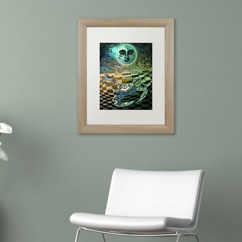 «Jadaya Art Nouveau Zodiac Cancer», impression encadrée, Blanc, H 20 po x l 16 po x P 0,5 po, Brun
