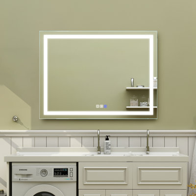 Miroir de salle de bain 48 po x 36 po à DEL sans cadre