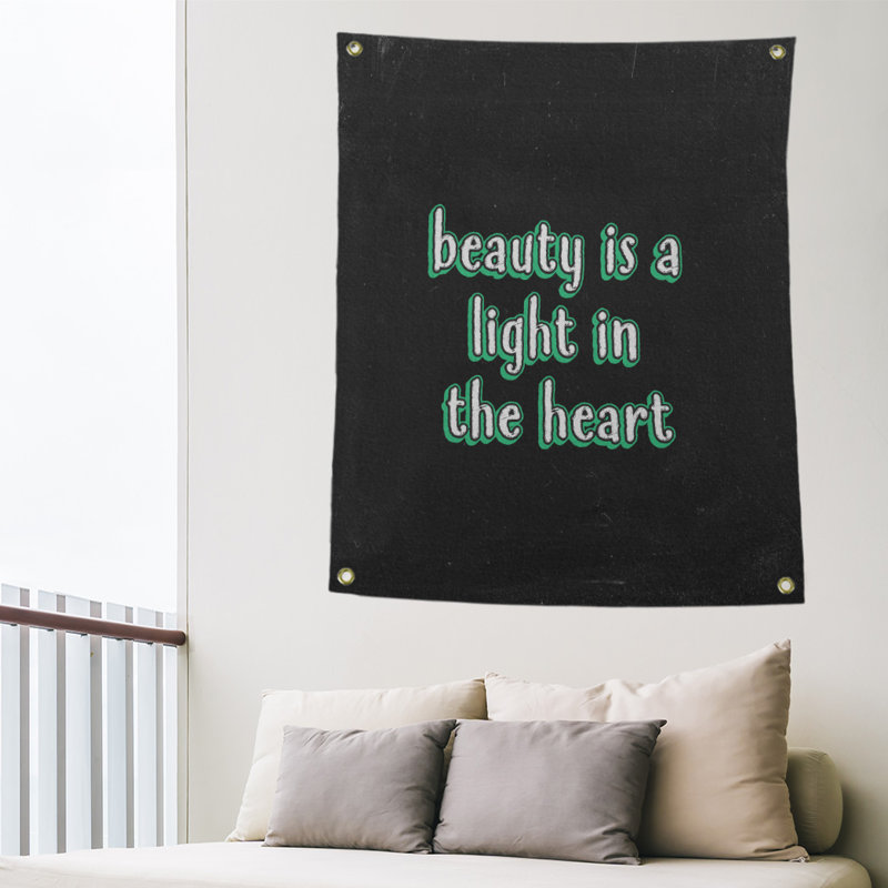 Tapisserie tableau noir en polyester citation beauté, H 36 po x l 26 po, Vert