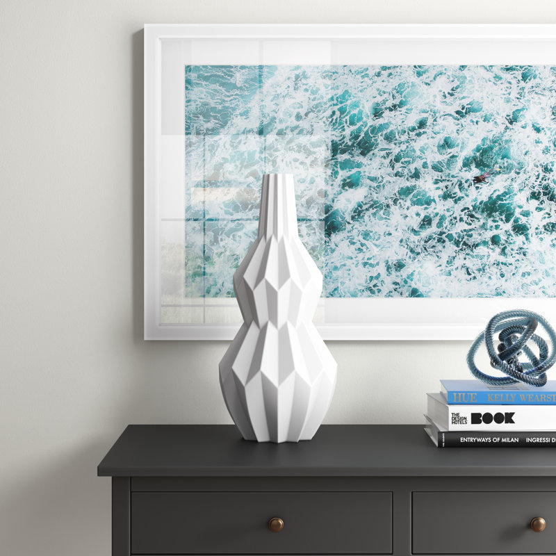 Gullion Ceramic Table Vase, White, 18.25" H x 8.25" W x 8.25" D