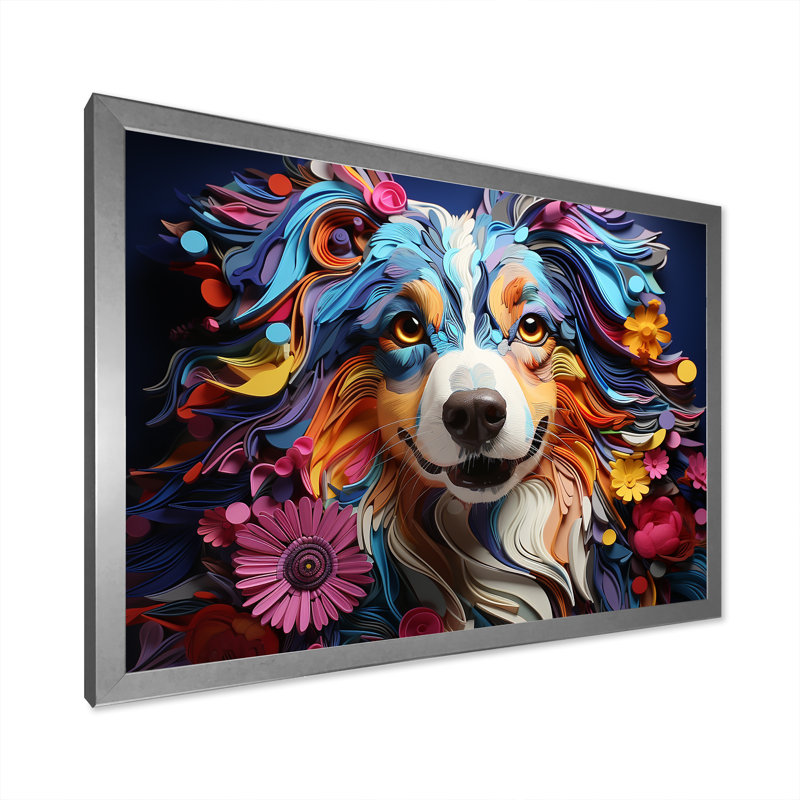Chien berger australien Allure II, L 40 po x H 30 po x P 1,5 po, Cadre simple argenté