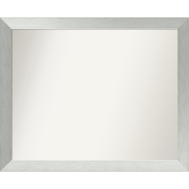 Miroir de salle de bain mural en argent brossé sans cadre, Rectangle, 31 po x 38 po
