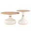 Ensemble de tables basses gigognes en forme de gourde avec dessus en panneau de fibres à densité moyenne à grain de bois clair et bases métalliques élégantes pour un salon polyvalent et polyvalent.-1301296702