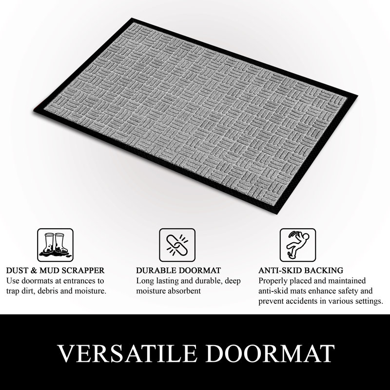 Odarius Indoor/Outdoor Non-Slip Polypropylene Doormat with Rubber Backing – Washable Welcome Mat for Entryway, Patio, Garage & Office