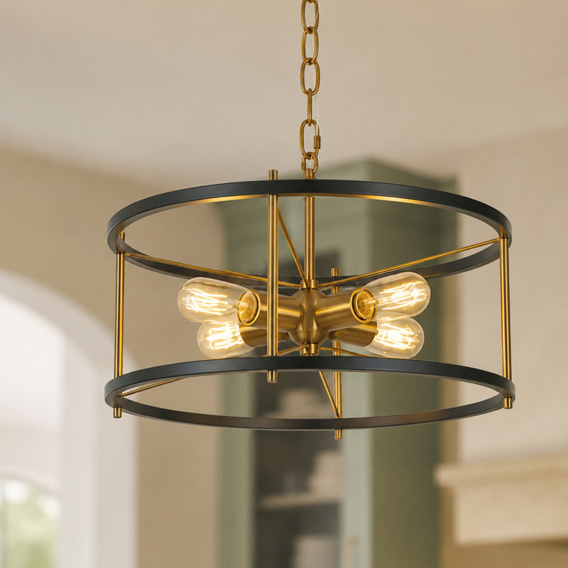 Chrisse 4-Light Modern Drum Sputnik Pendant Light for Living Room