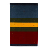 Abstract Area Rug in Red/Navy Blue/Black