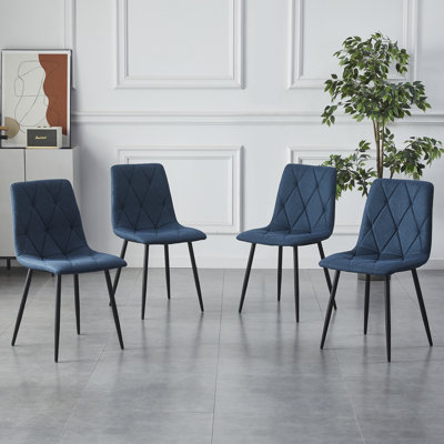 4 Pieces Upholstered Side Chair High Back Dining Chair With Metal Legs