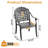 6-Pack Outdoor Cast Aluminum Stackable Chairs with Armrests, Blue Cushions