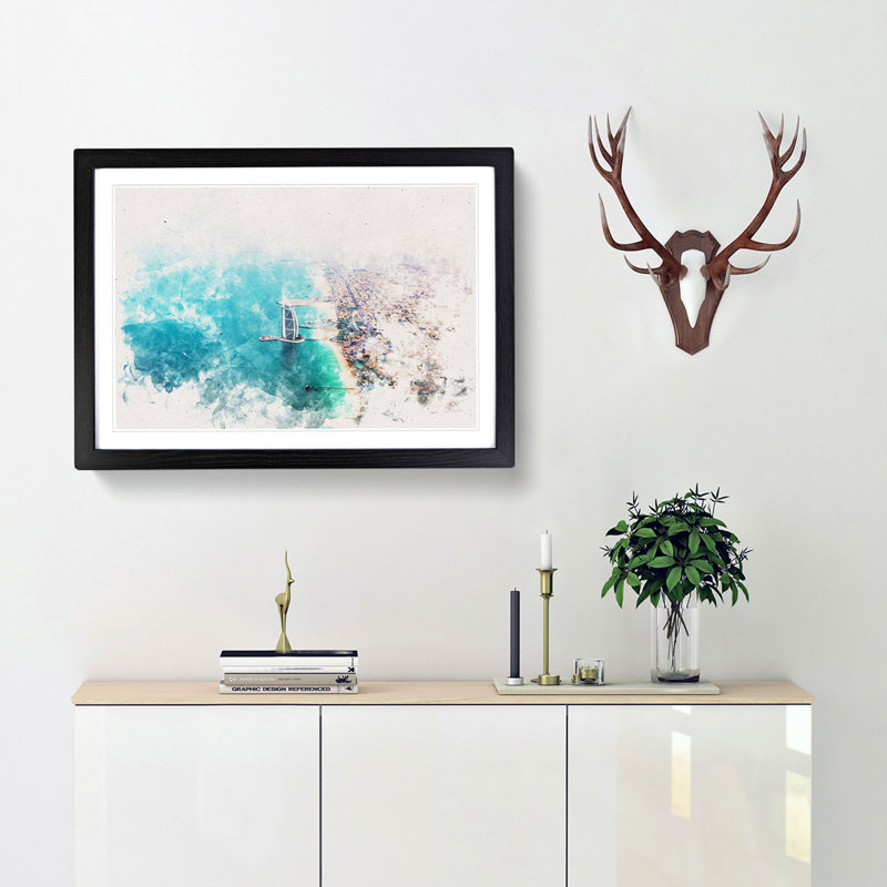 The Skyline of Dubai - Picture Frame Painting Print, Black Framed, 33cm H x 45cm W x 2cm D