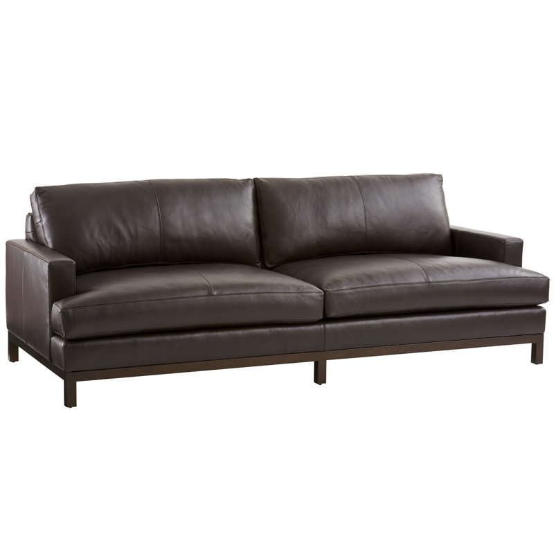 Barclay Butera Upholstery Sofa, Dark Brown Genuine Leather, Dark Brown